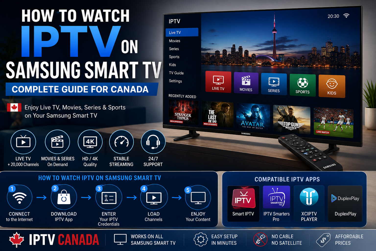 How to Watch IPTV on Samsung Smart TV in Canada – guide d’installation IPTV Canada avec streaming HD et 4K